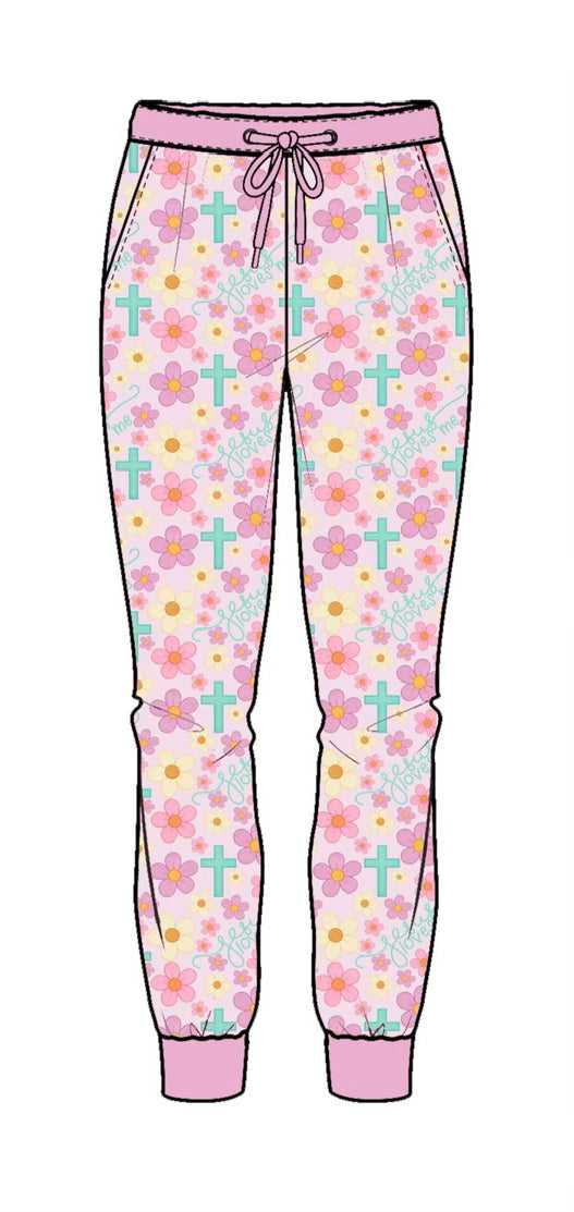 Pink Jesus Loves Me Adult Joggers