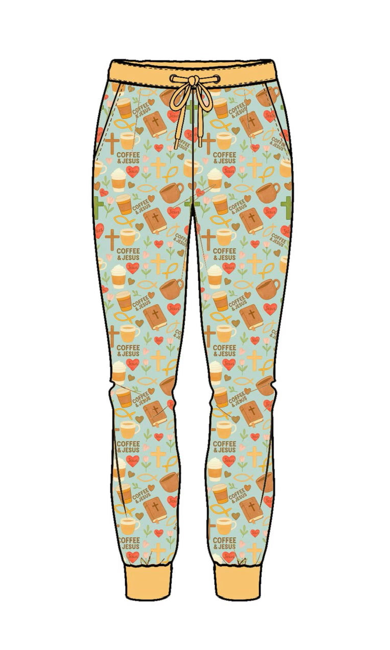 Coffee and Jesus Adult Joggers