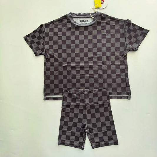 Grey Checks Biker Set