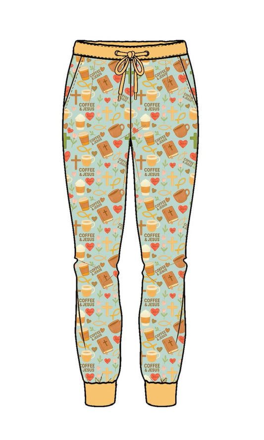 Coffee and Jesus Adult Joggers