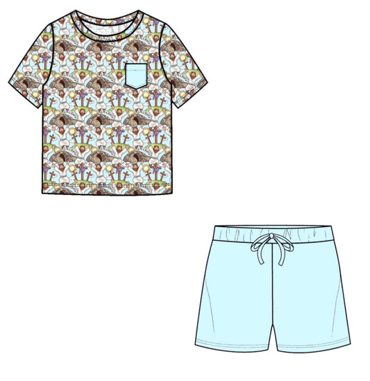 Blue He is Risen Daywear Short Set