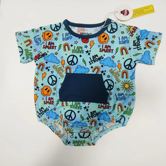 Blue Affirmation Bubble Romper